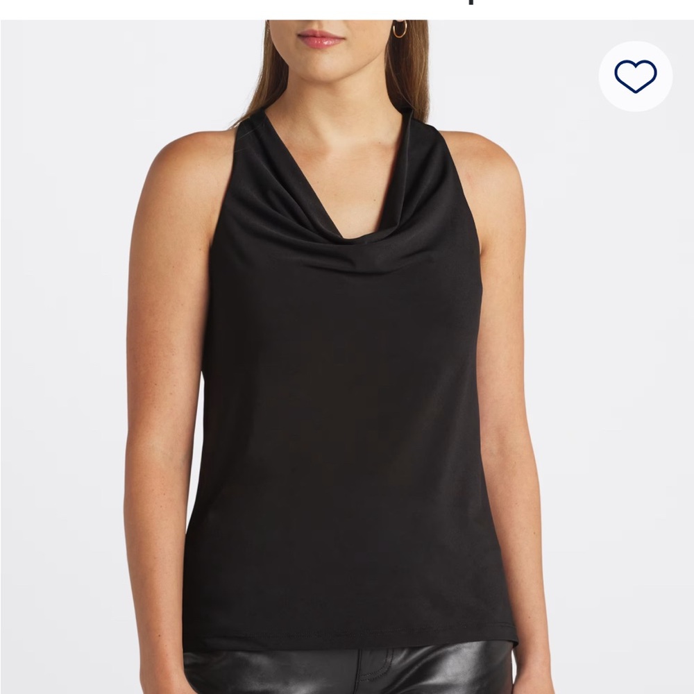 Nine Britton Black Tank Top with Cowl Neck